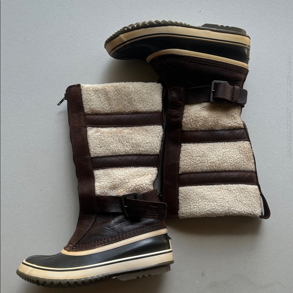 Sorel Brown and Cream Winter Boots